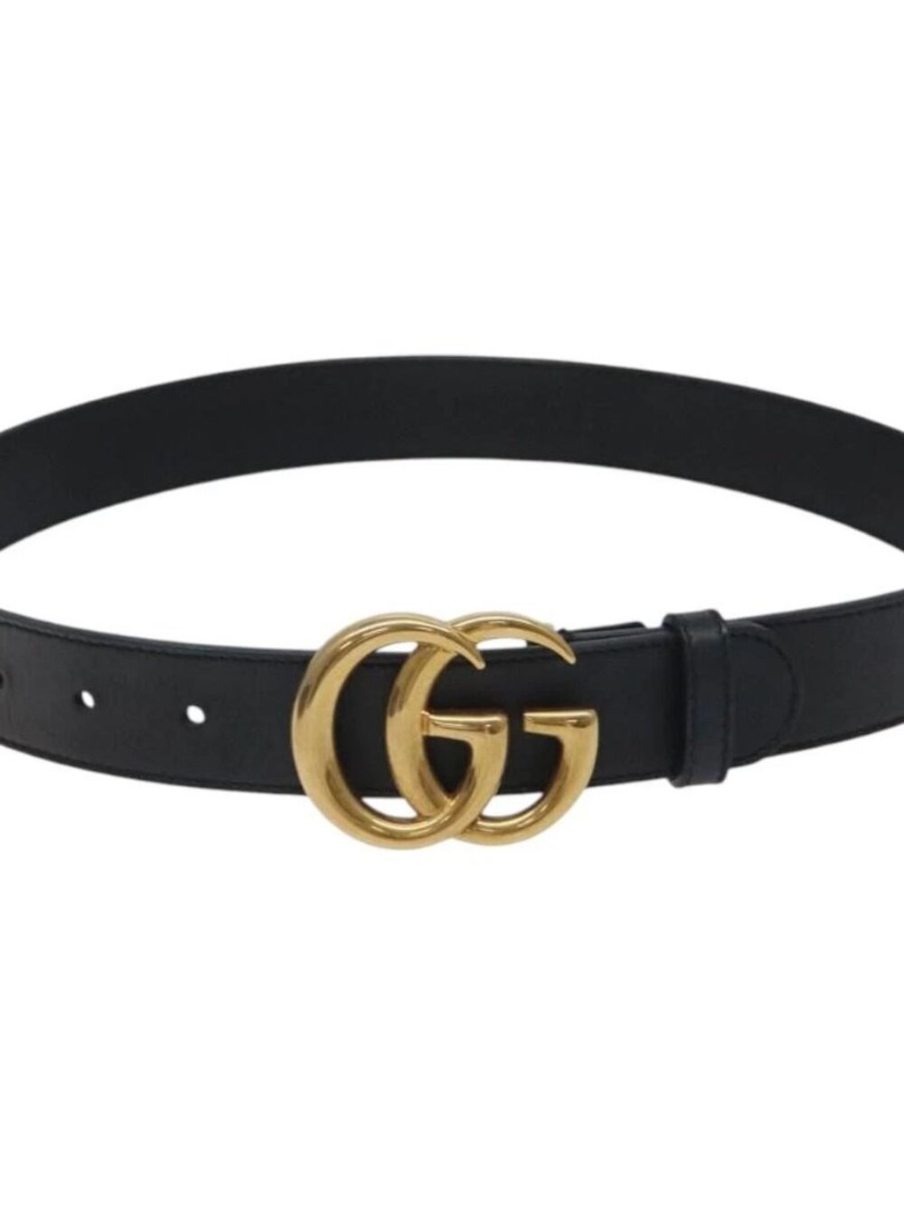 GUCCI GG Marmont Belt Leather 31.5" Black Gold 414516 Auth SW817 - Picture 2 of 12